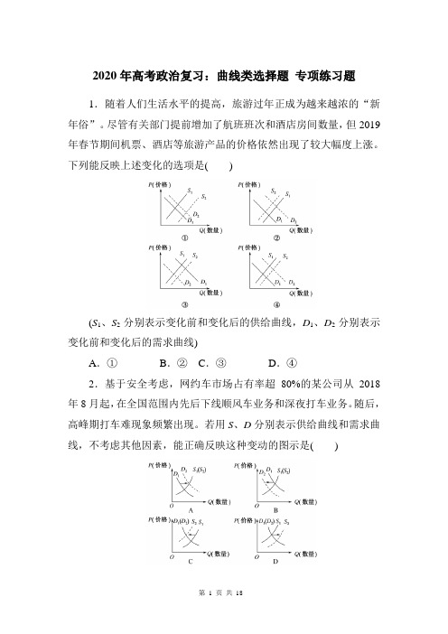 2020年高考政治复习：曲线类选择题 专项练习题(含答案解析)