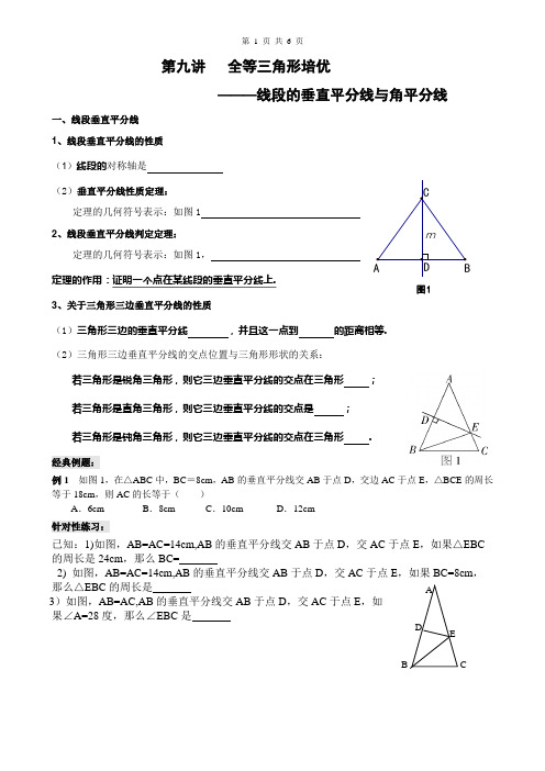 第九讲    培优  垂直平分线与角平分线辅导题-