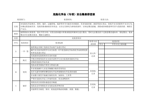 危险化学品(专项)安全隐患排查表