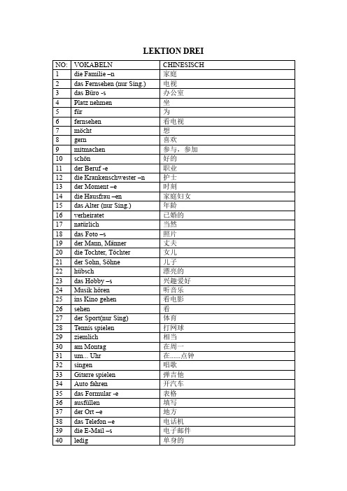 《走遍德国A1》第三课词汇