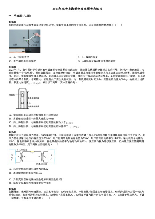 2024年高考上海卷物理高频考点练习