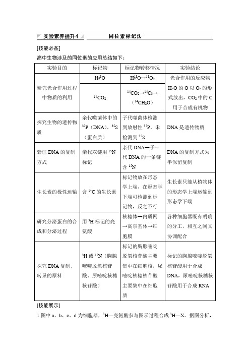 2020高考生物 实验素养提升4 同位素标记法