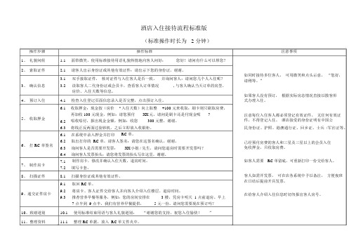 酒店入住接待流程标准版