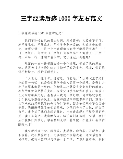 三字经读后感1000字左右范文