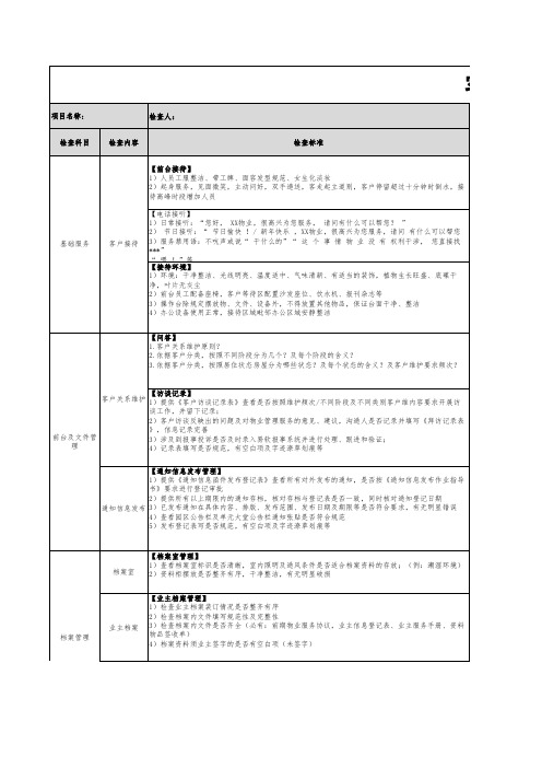 《XX公司客服服务质量检查表》