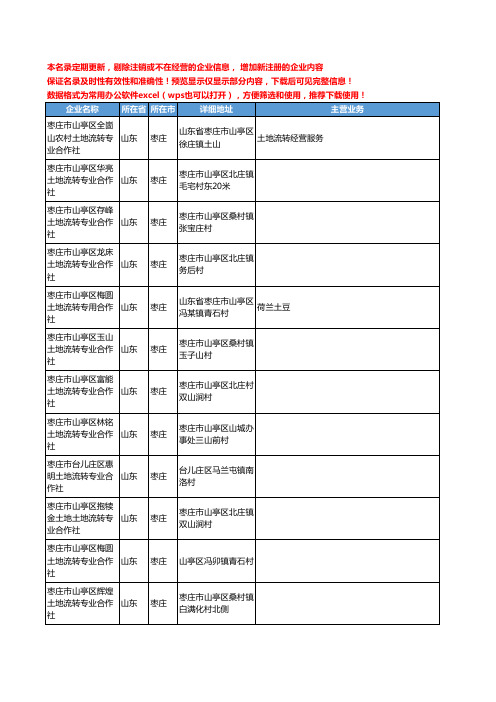 新版山东省枣庄土地流转工商企业公司商家名录名单联系方式大全12家