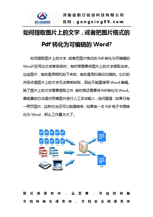 如何提取图片上的文字,或者把图片格式的Pdf转化为可编辑的Word