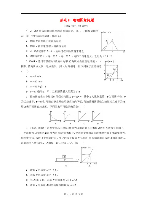 江苏省2020版高考物理三轮复习精练：练习：热点2物理图象问题练习(含解析)