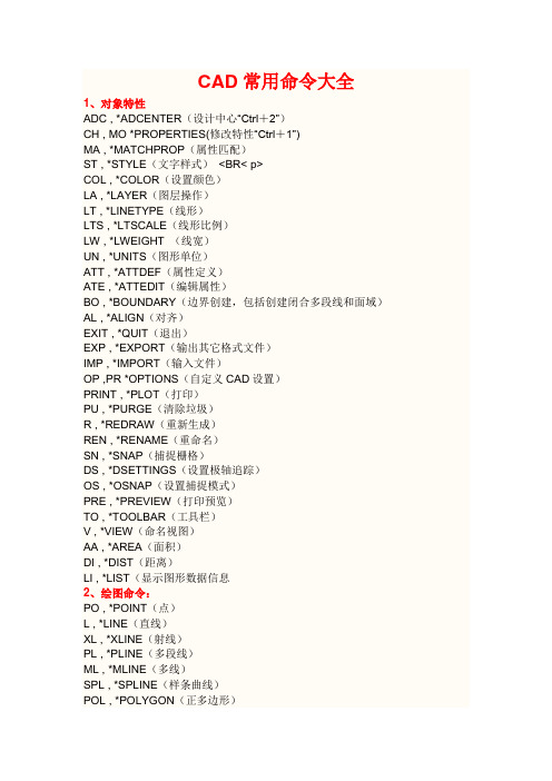 完整word版,CAD常用命令大全(完整版)