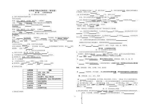 苏教版初中生物七年级下册必记知识点(学生版)