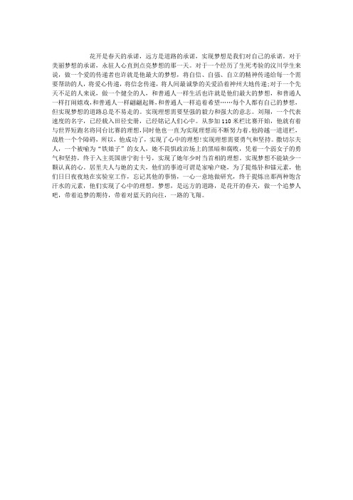 2013年开学第一课观后感：点亮梦想