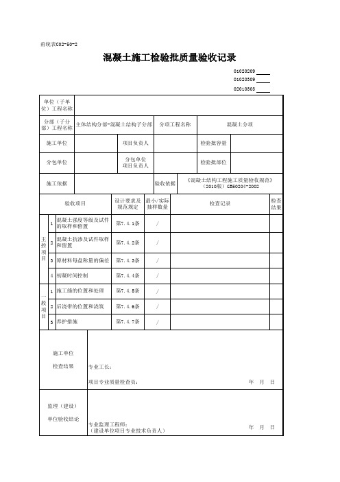 02010303_混凝土施工检验批质量验收记录