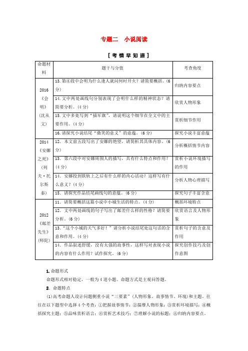 江苏省2018高考语文大一轮复习 第3部分 现代文阅读 第1章 文学类文本阅读 专题2 小说阅读 第1节 真题真练