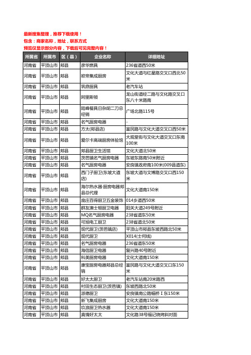 新版河南省平顶山市郏县厨卫电器企业公司商家户名录单联系方式地址大全105家