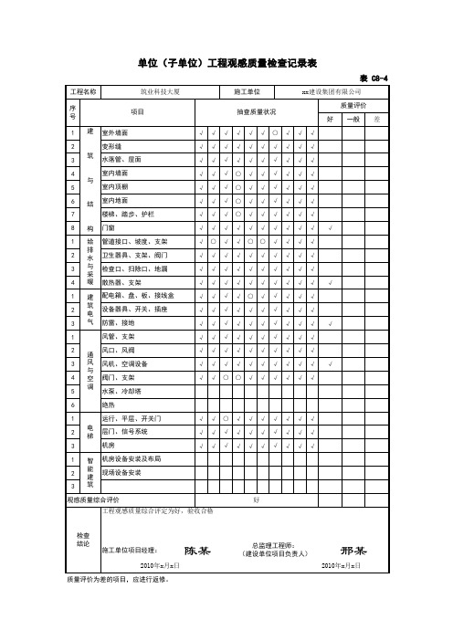 2010筑业软件 表C8-4 弱电相关资料正规模版