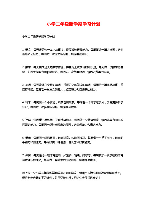 小学二年级新学期学习计划