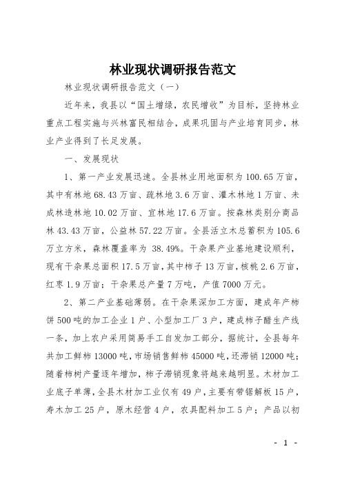 林业现状调研报告范文