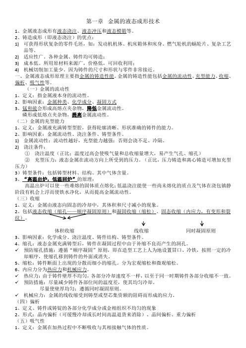 材料成形技术基础第一章重点知识点