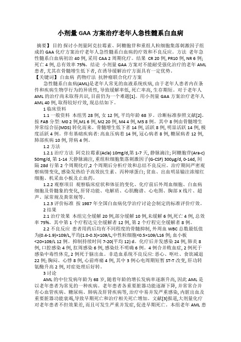 小剂量GAA方案治疗老年人急性髓系白血病
