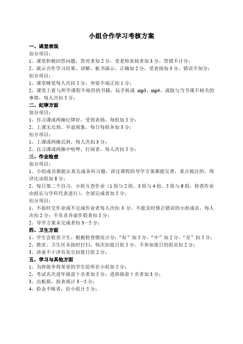 小组合作学习考核方案