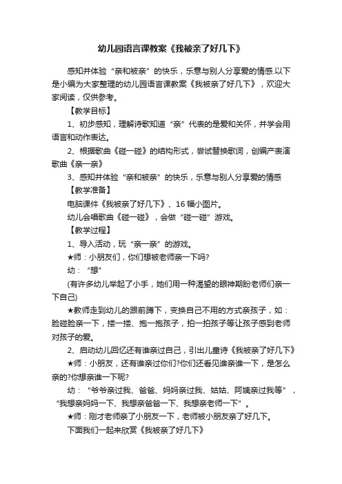 幼儿园语言课教案《我被亲了好几下》