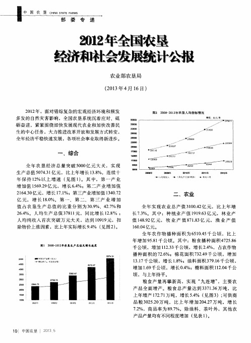 2012年全国农垦经济和社会发展统计公报