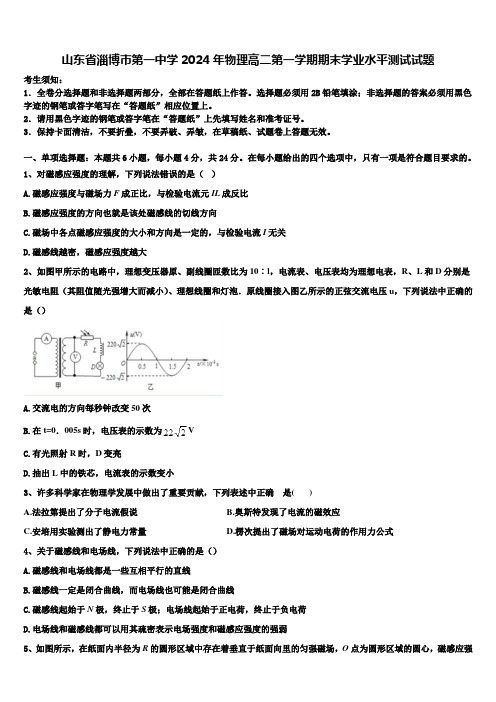 山东省淄博市第一中学2024年物理高二第一学期期末学业水平测试试题含解析