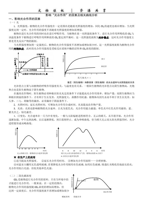 文档:影响“光合作用”的因素及相关曲线分析