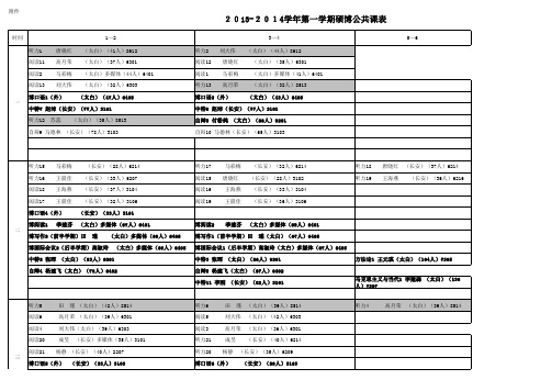 2013级西北大学博、硕士研究生公共课表(学术学位)