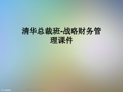 清华总裁班-战略财务管理课件