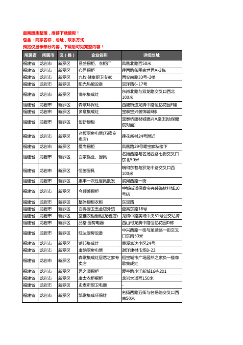 新版福建省龙岩市新罗区厨卫电器企业公司商家户名录单联系方式地址大全149家