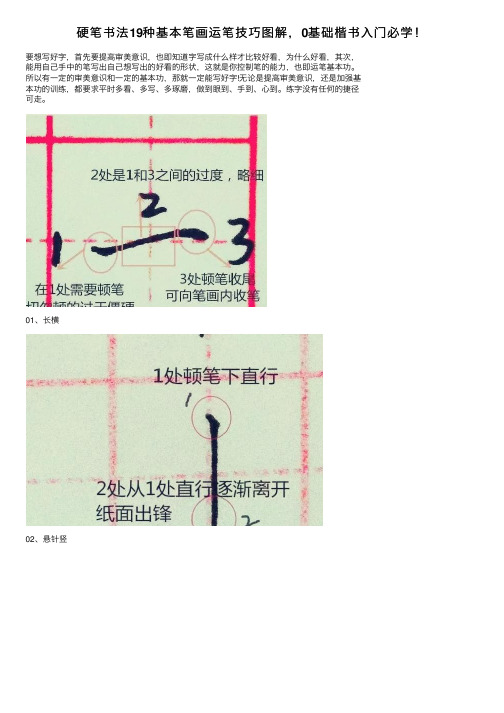 硬笔书法19种基本笔画运笔技巧图解，0基础楷书入门必学！