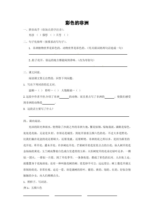 五年级下册同步精练-28.彩色的非洲 l 人教新课标含答案