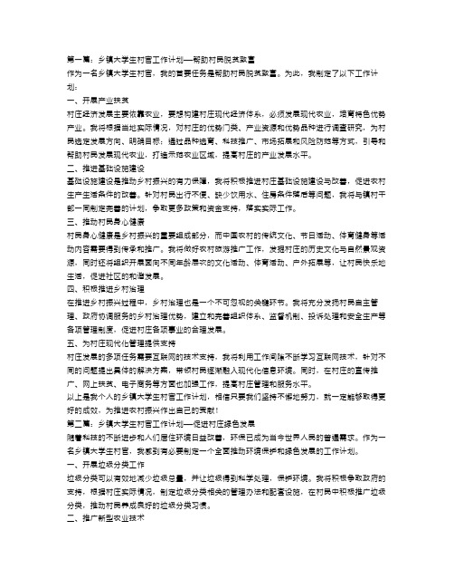 乡镇大学生村官工作计划【三篇】