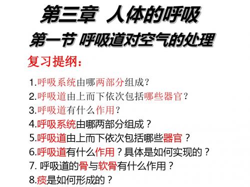 新人教版七年级生物下册_第四单元_生物圈中的人_第三章_人体的呼吸_复习课件