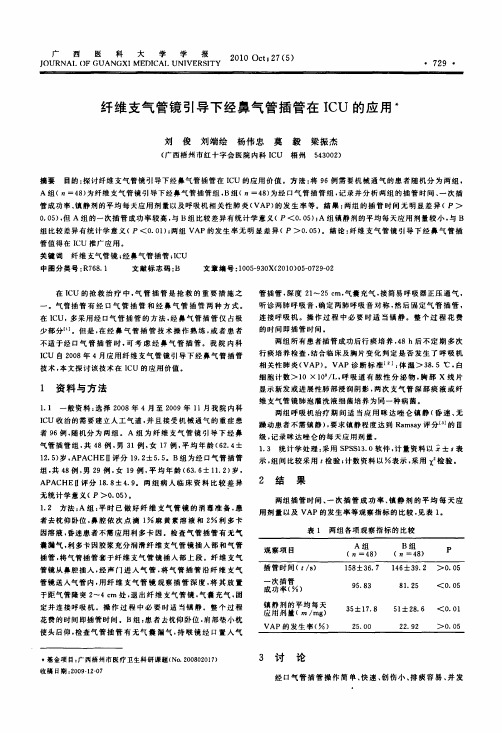 纤维支气管镜引导下经鼻气管插管在ICU的应用