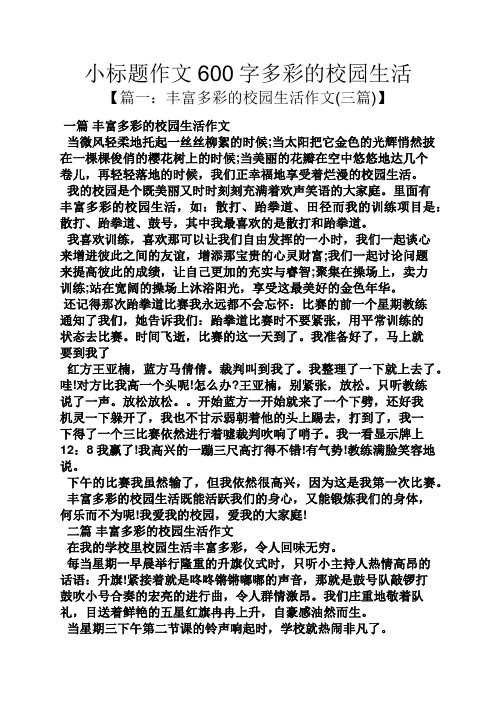 学校作文之小标题作文600字多彩的校园生活