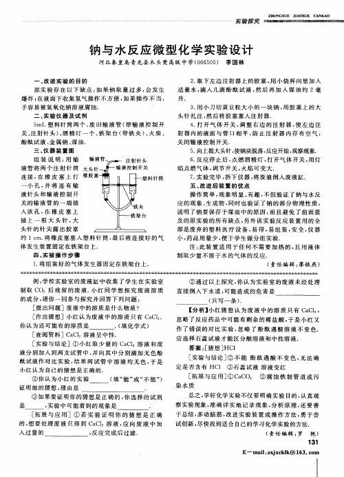 钠与水反应微型化学实验设计