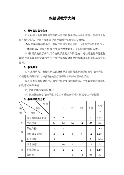 保健课程教学大纲