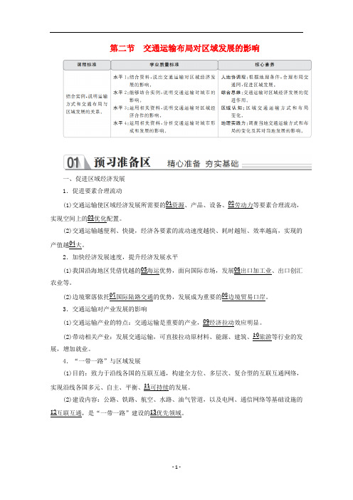 新教材高中地理 第四章第二节 交通运输布局对区域发展的影响教学案 新人教版必修第二册