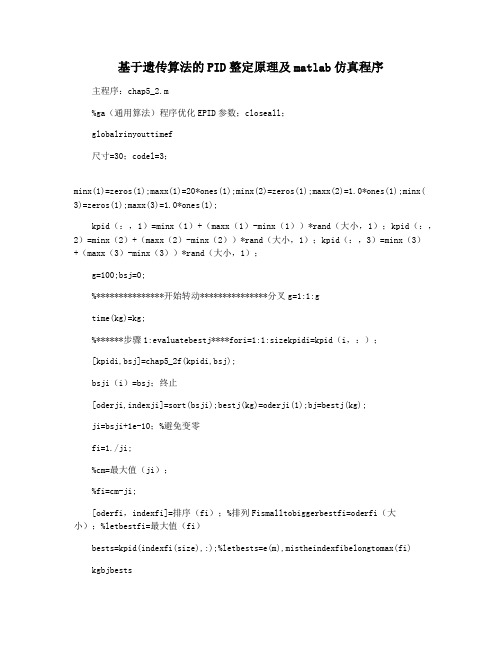 基于遗传算法的PID整定原理及matlab仿真程序