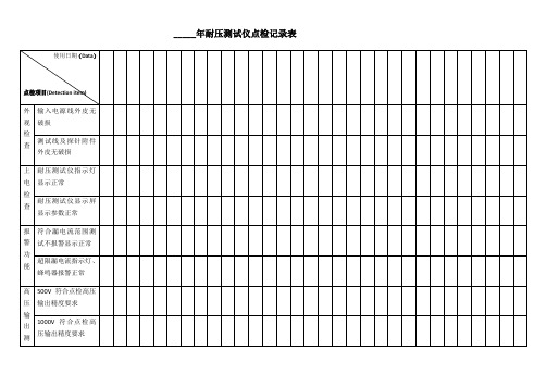 耐压测试仪点检记录表