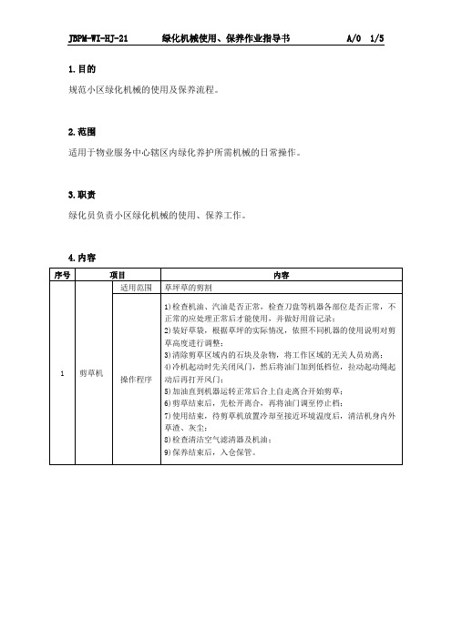 JBPM-WI-HJ-21 绿化机械使用、保养作业指导书