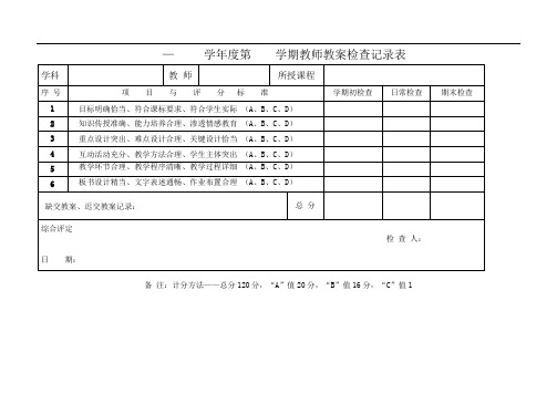 教学常规检查记录表