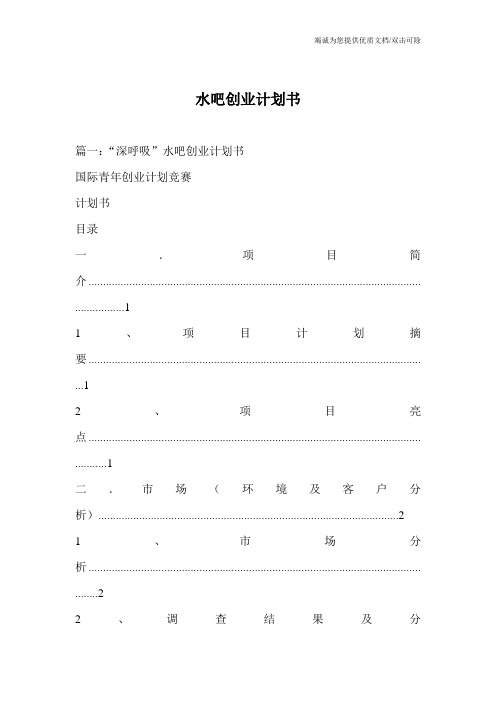 水吧创业计划书