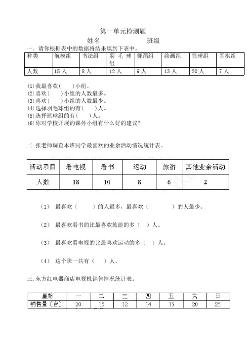 (完整版)人教版小学二年级下册数学第一单元测试题(最新整理)