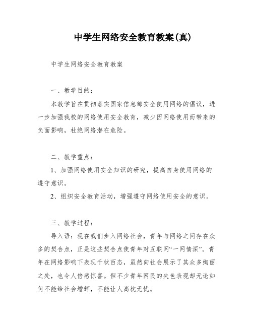 中学生网络安全教育教案(真)