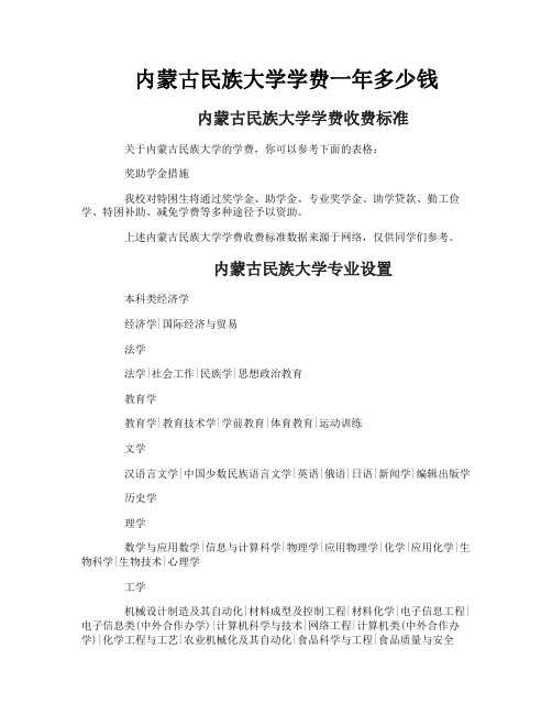 内蒙古民族大学学费一年多少钱