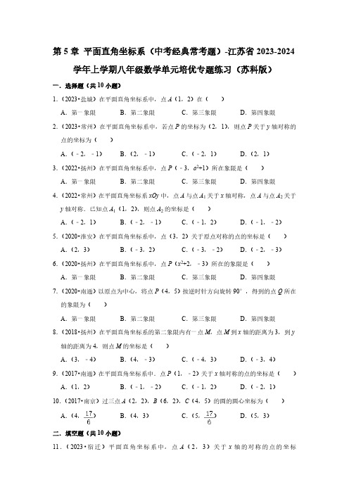 第5章 平面直角坐标系(中考经典常考题)-江苏省2023-2024学年上学期八年级数学单元培优