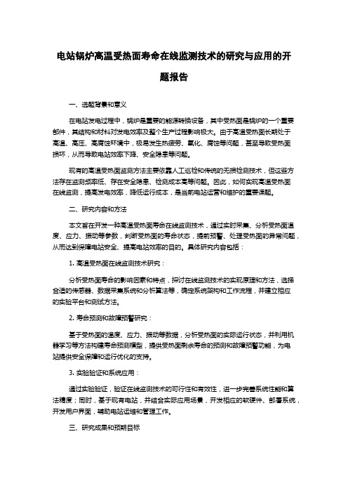 电站锅炉高温受热面寿命在线监测技术的研究与应用的开题报告